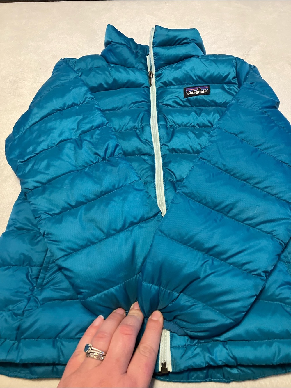 Patagonia Kids' Teal Down Jacket - Picture 2 of 6